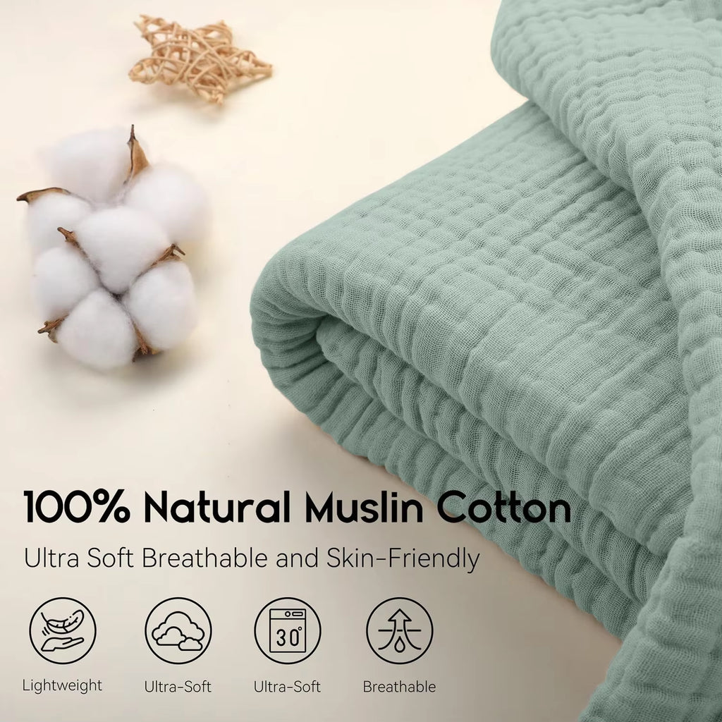100% Cotton Muslin Throw Blanket for Sofa 6 Layer Breathable Lightweight Boho Throws for Couch Bed Large Summer Blankets