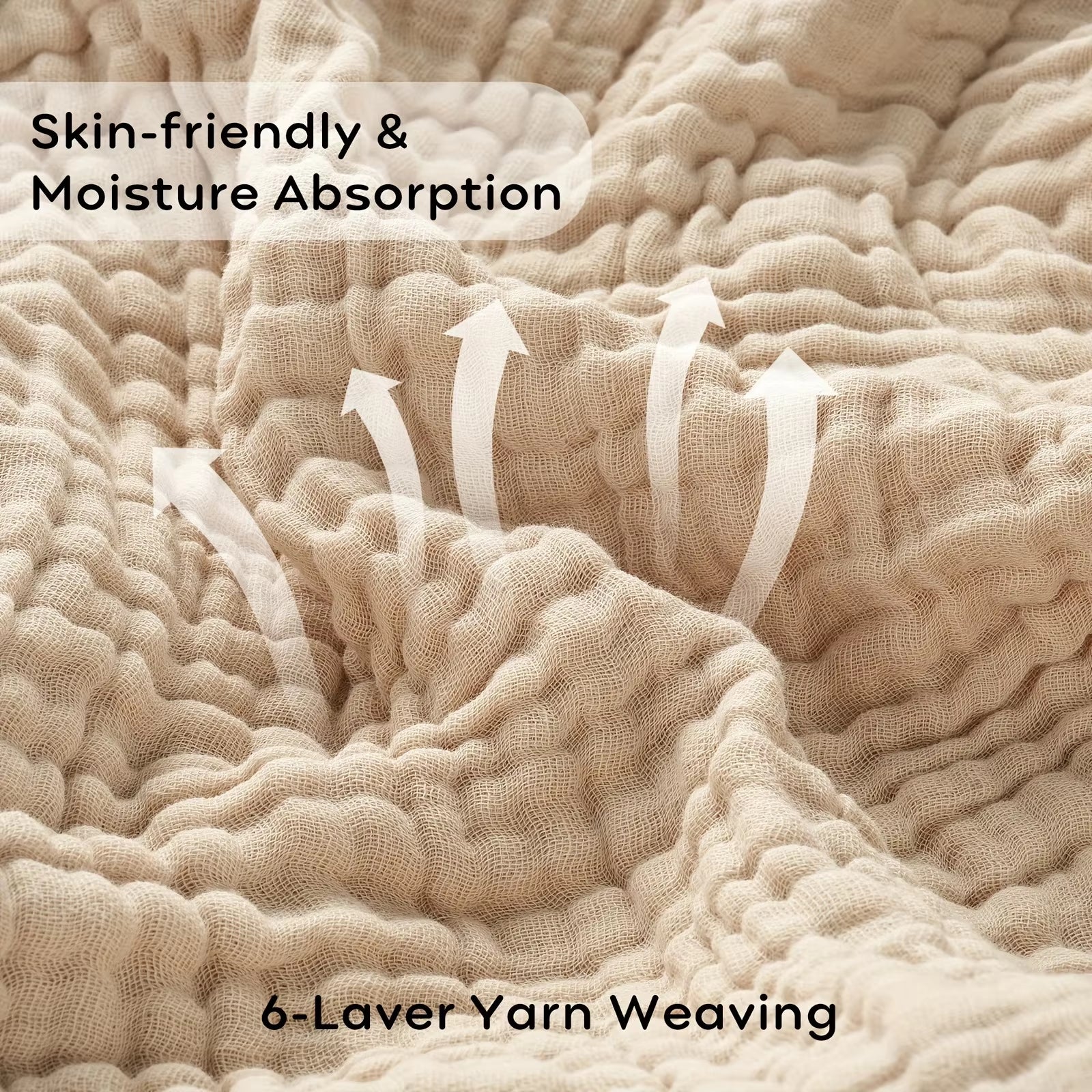 100% Cotton Muslin Throw Blanket for Sofa 6 Layer Breathable Lightweight Boho Throws for Couch Bed Large Summer Blankets